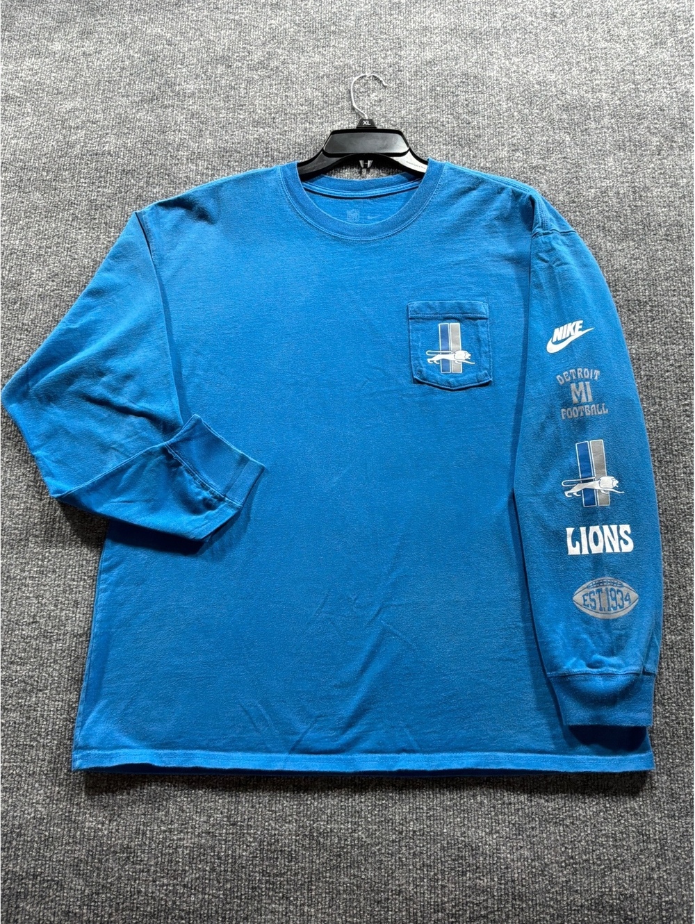 Nike Detroit Lions Long Sleeve T-Shirt Blue Size L